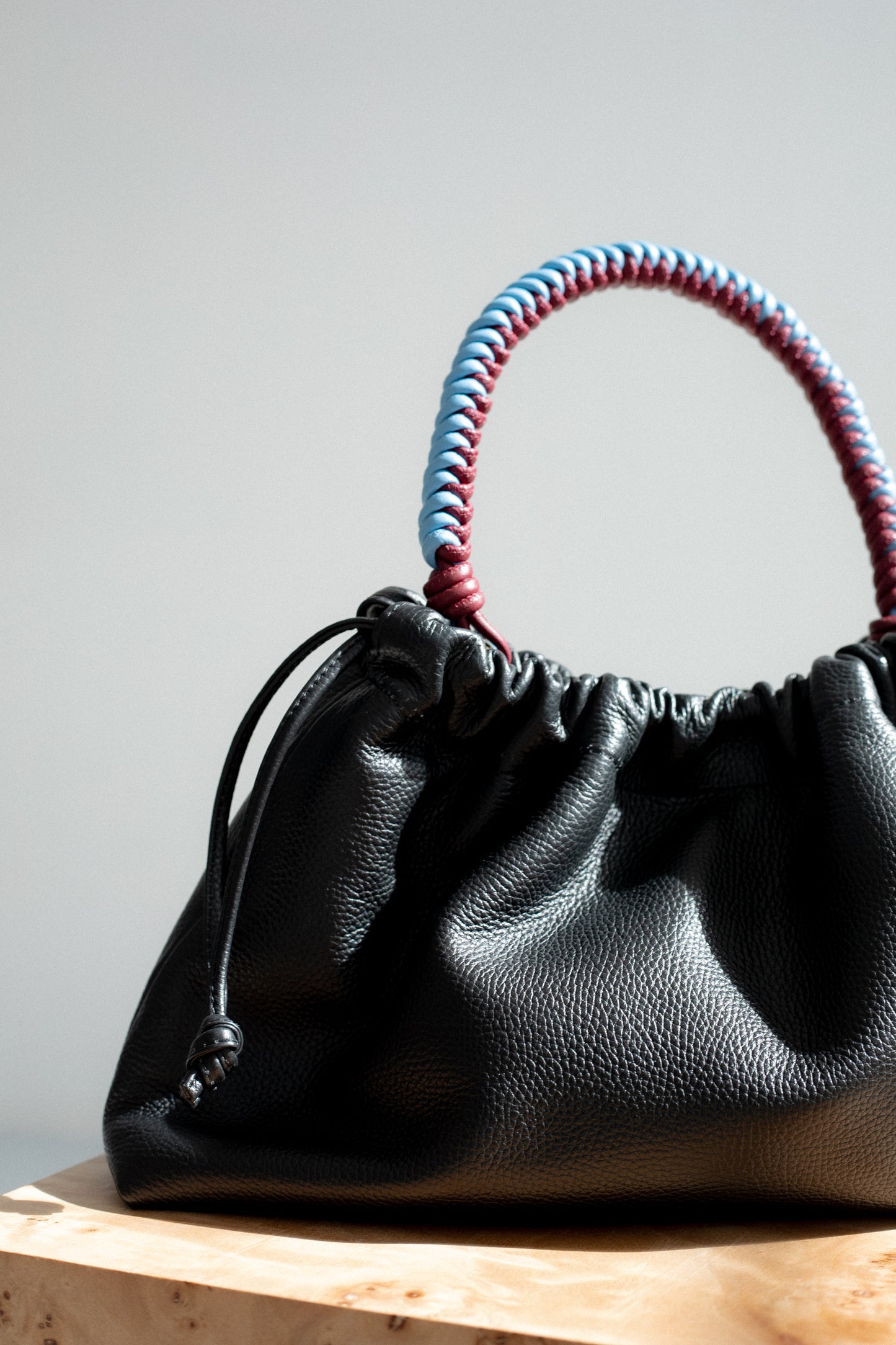 Leather strap burgundy and sky