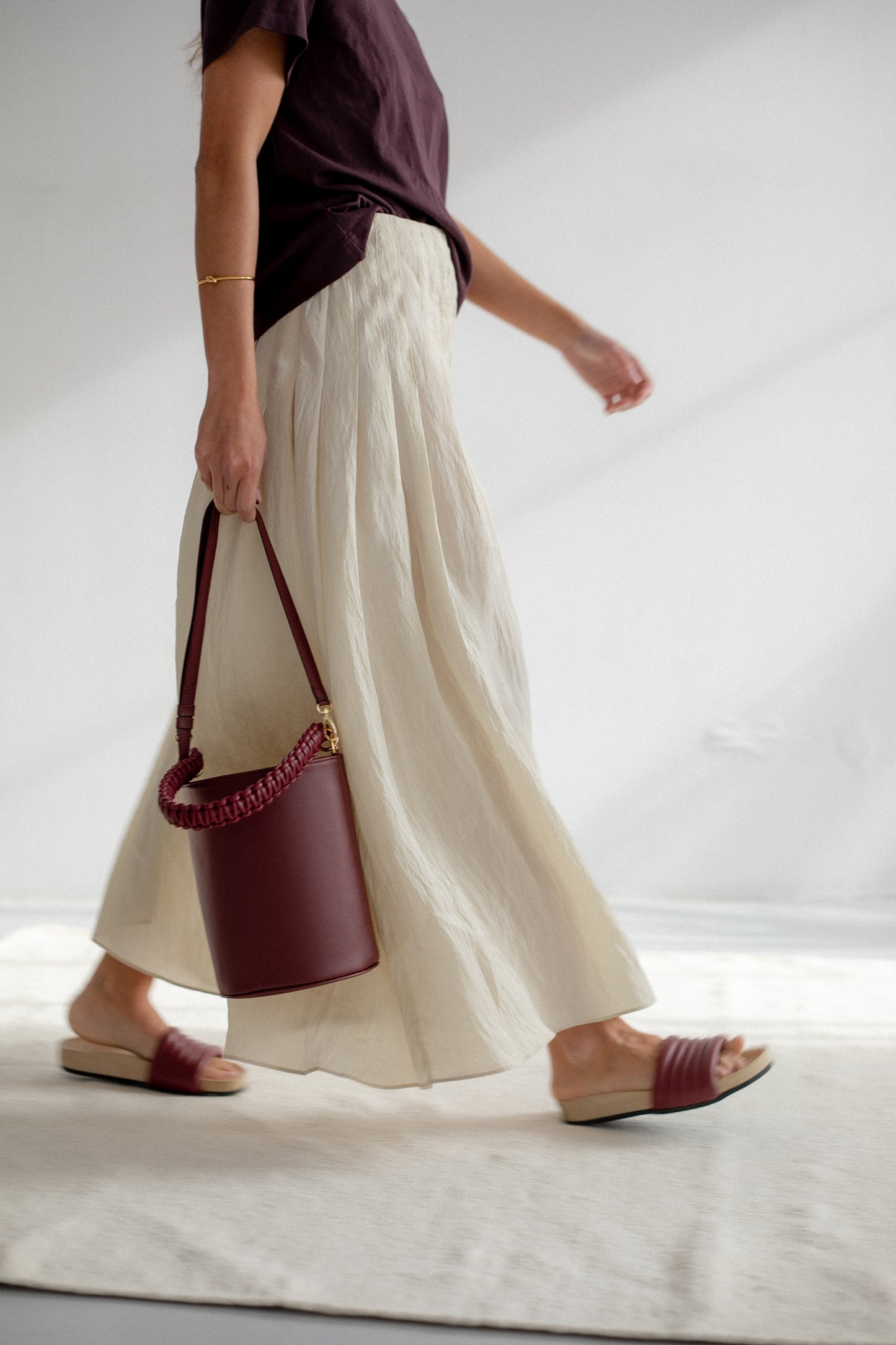 leather strap in burgundy