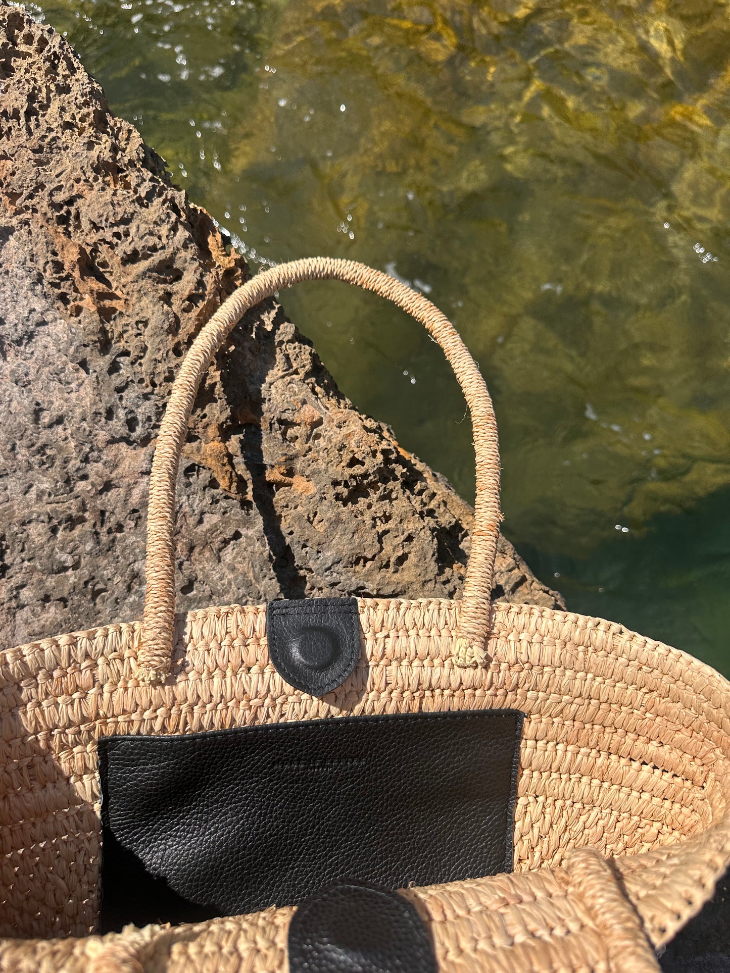 Brown Raffia Basket Bag