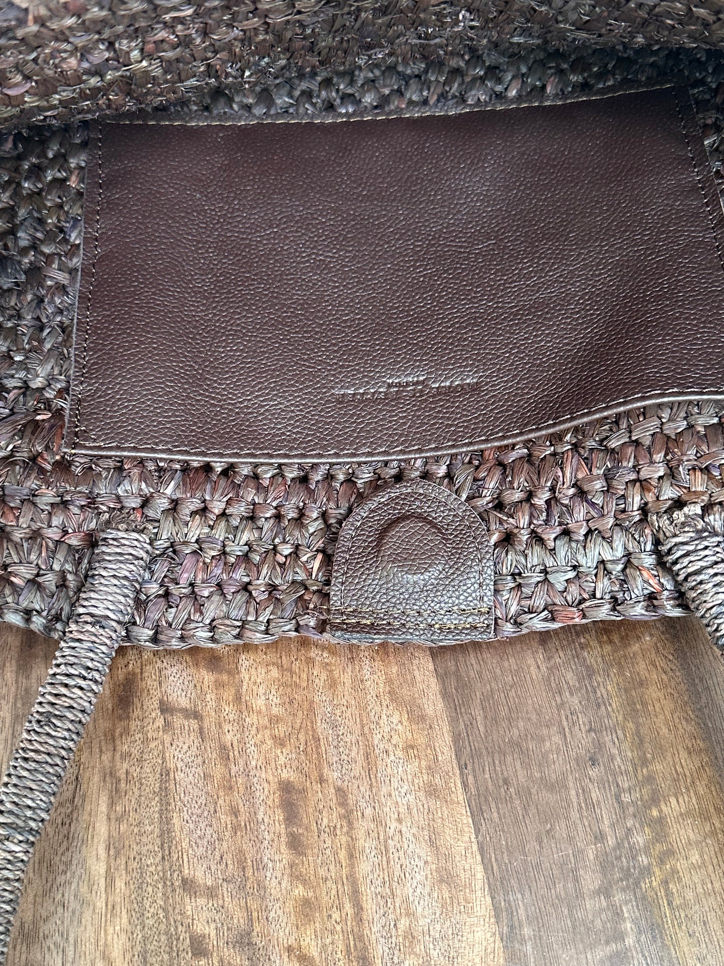 Brown Raffia Basket Bag