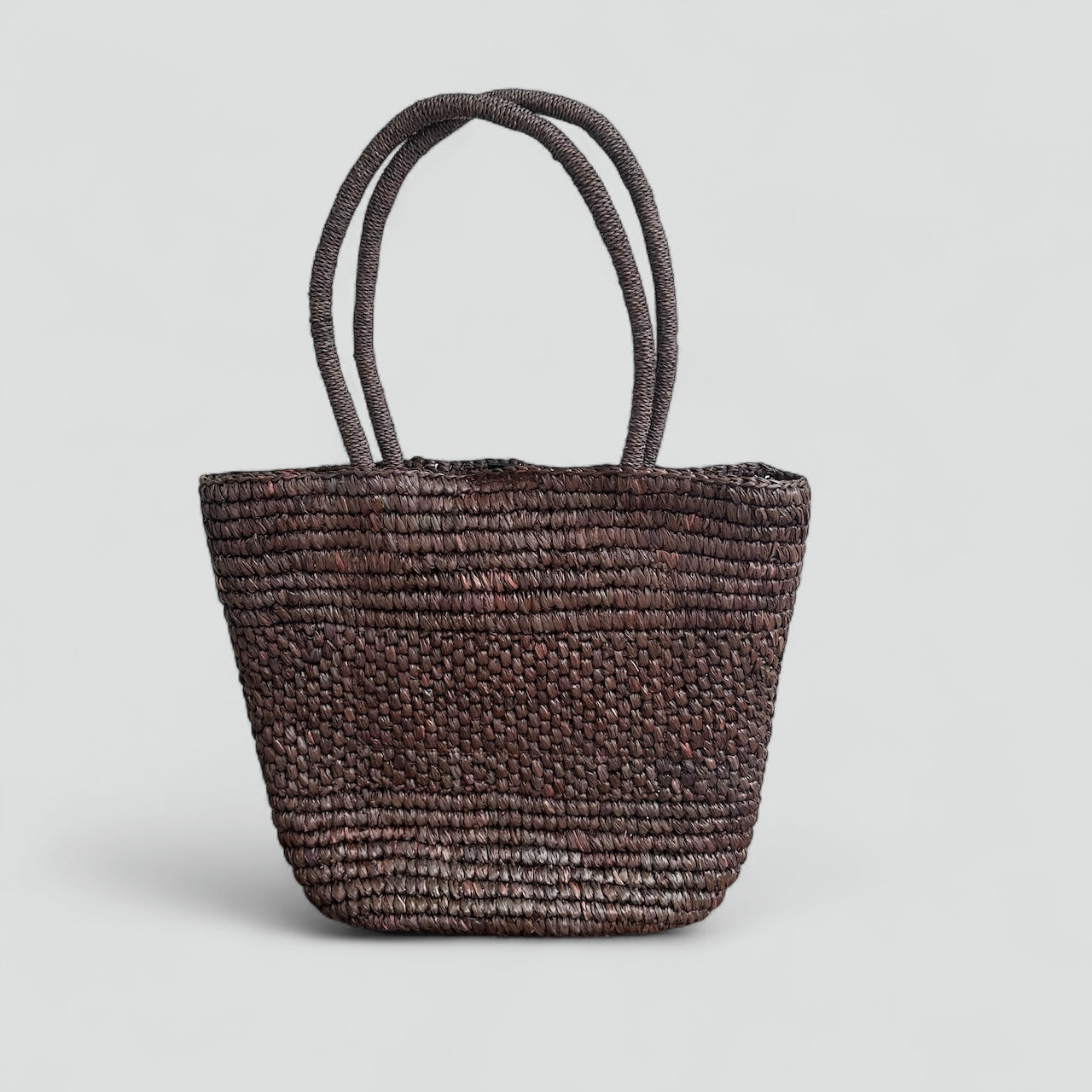 Brown Raffia Basket Bag