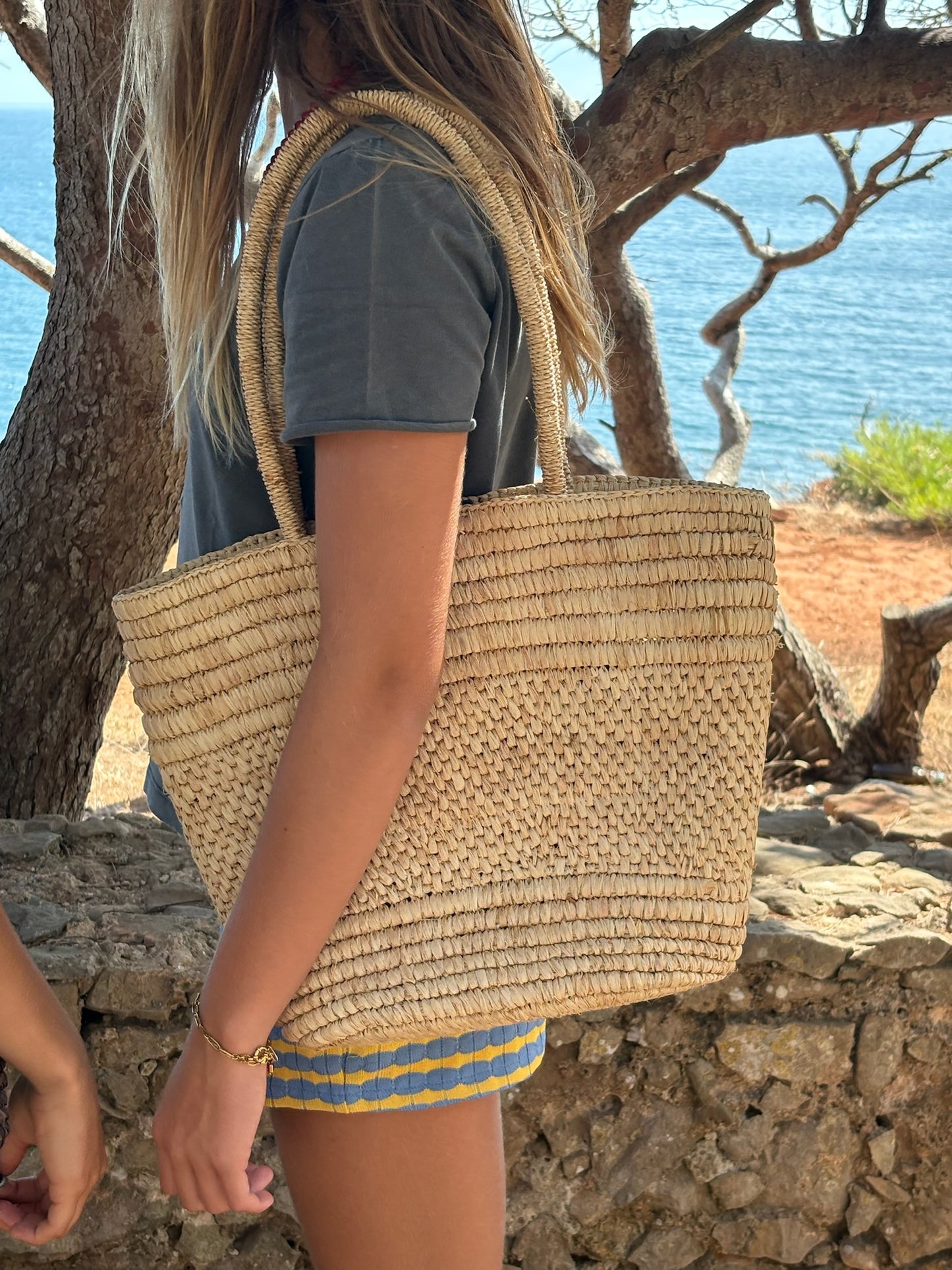 Brown Raffia Basket Bag