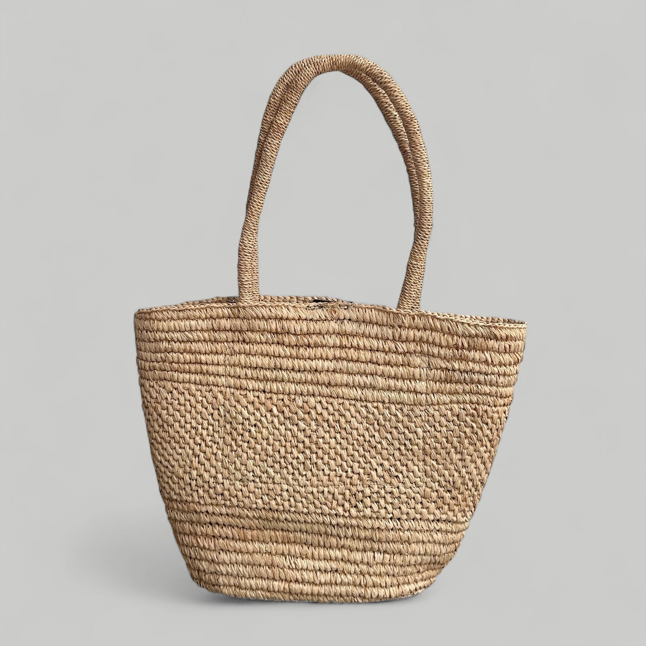 Brown Raffia Basket Bag