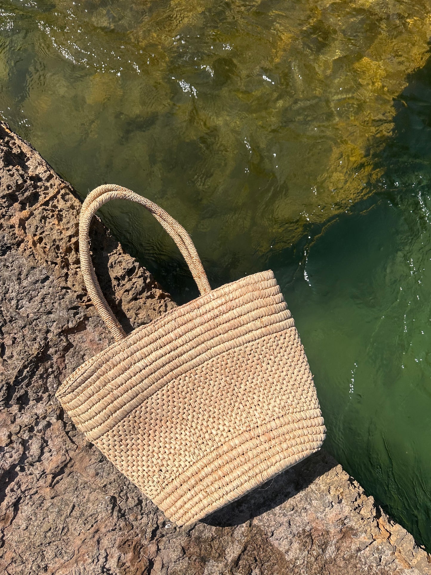 Brown Raffia Basket Bag
