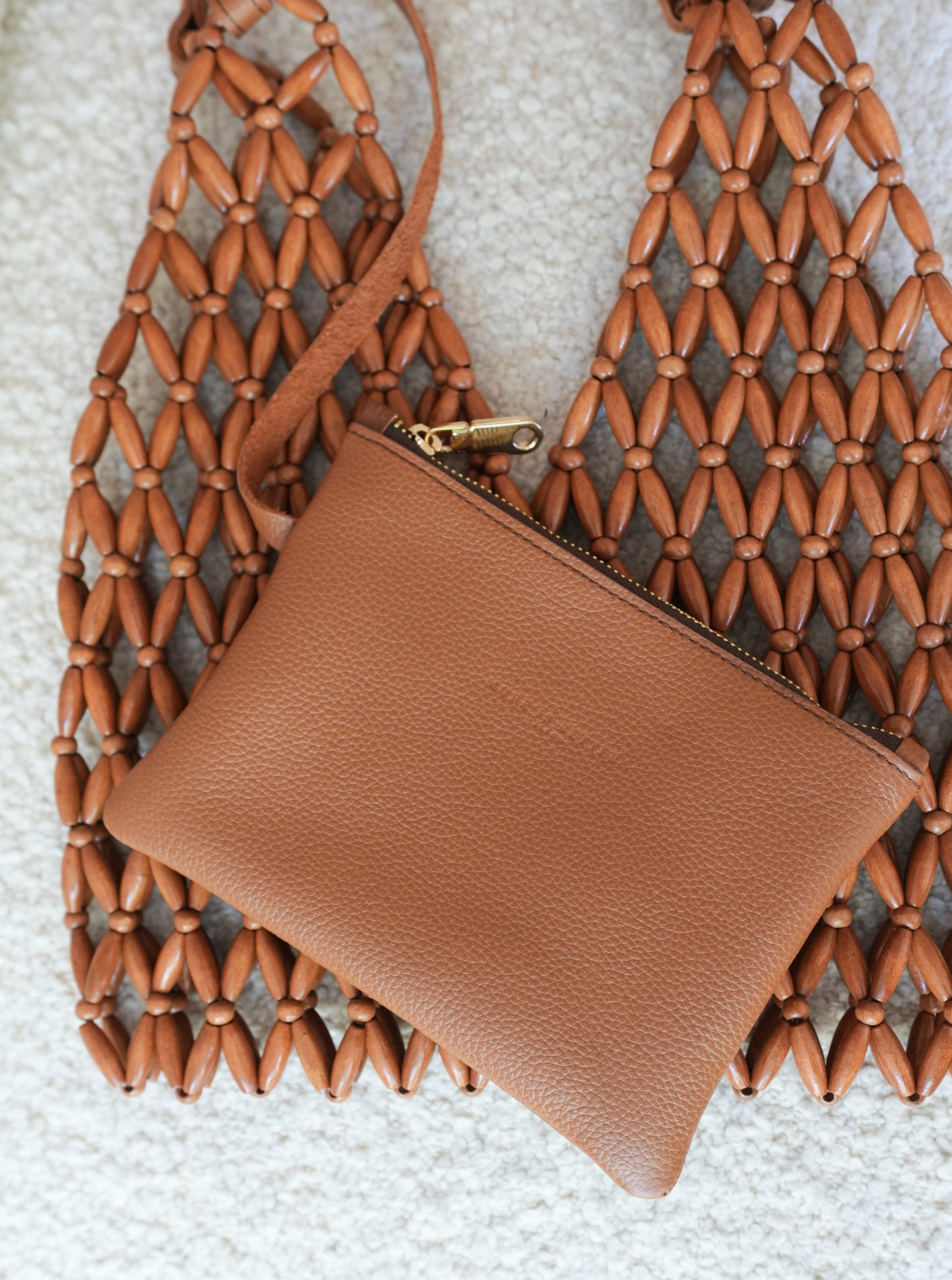 Supple beaded tote bag