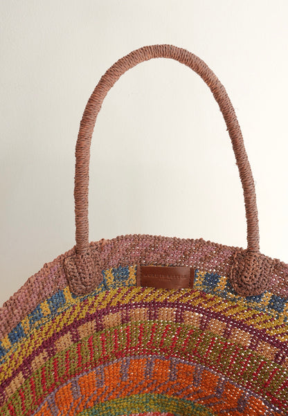 Handwoven Multicolor Raffia Tote Bag