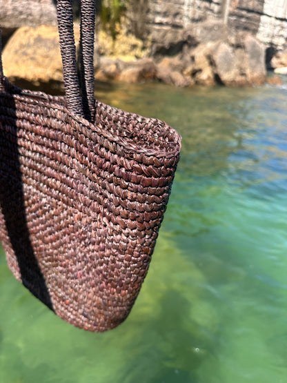 Brown Raffia Basket Bag