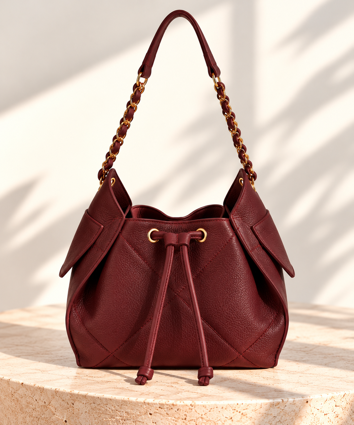 Sienna Suede Bucket Bag - Bordeaux