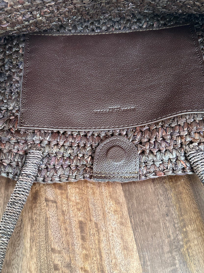 Brown Raffia Basket Bag