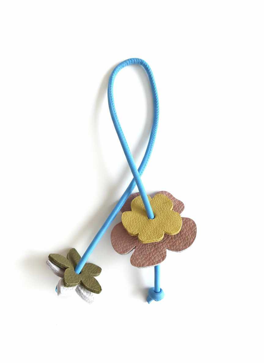 Bloom Calfskin Charm - Blue