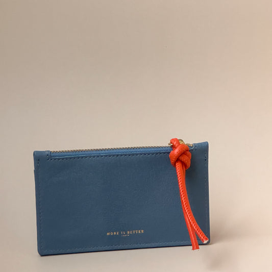 Coin Card Holder in Nappa Calfskin Sky