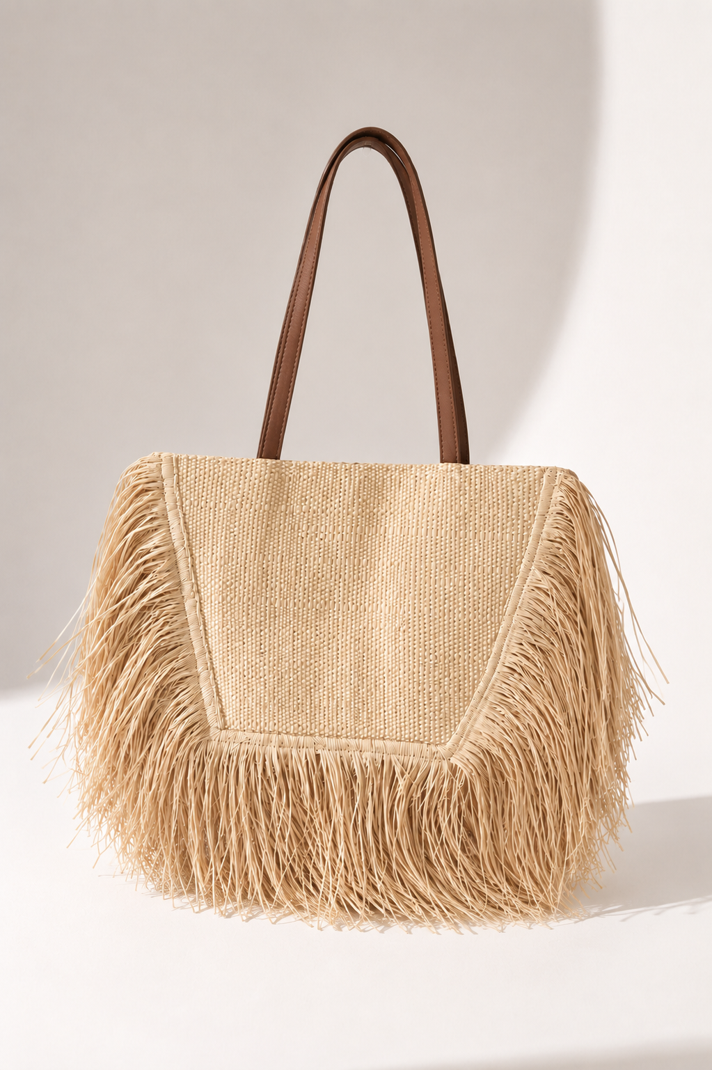 Fringed Raffia Tote Bag