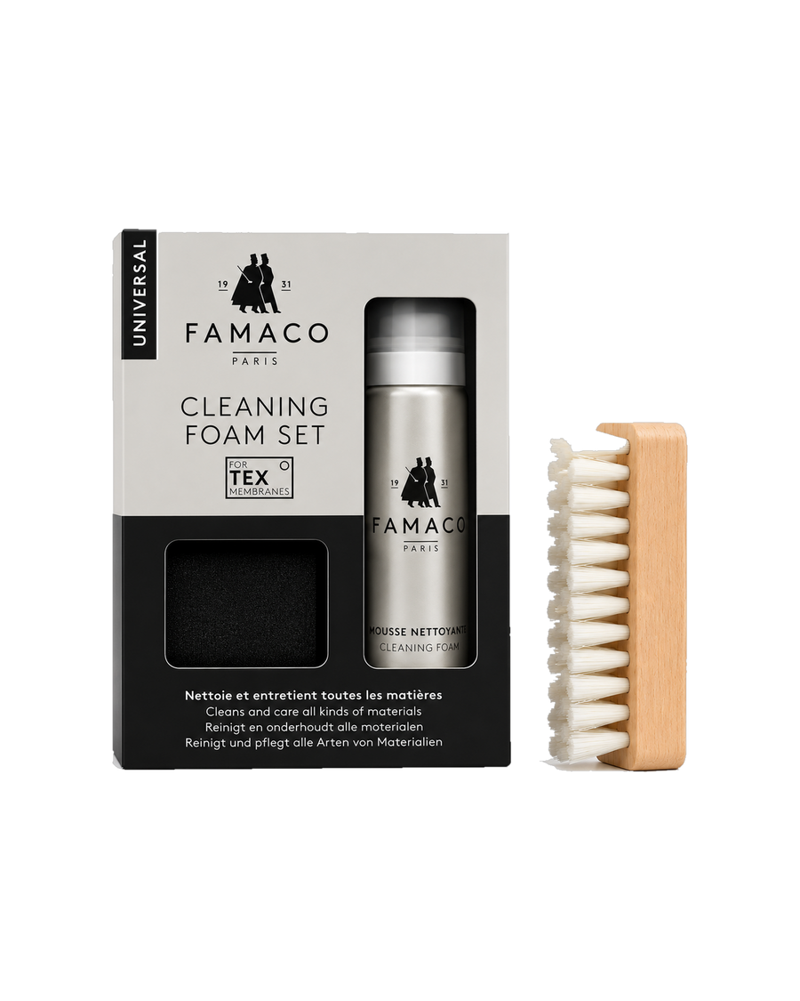 FAMACO Paris Cleaning Foam Set with cleaning foam, sponge and soft-bristle brush